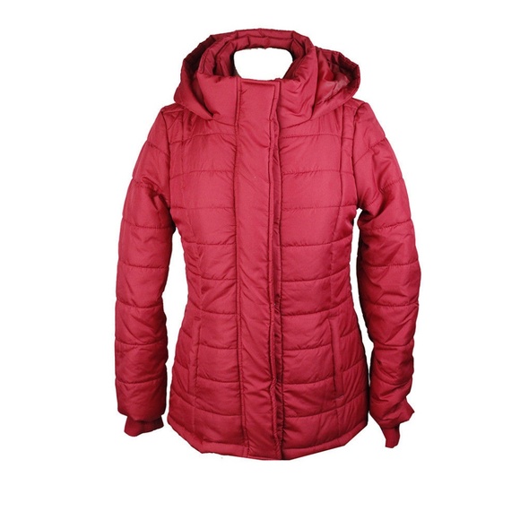 Rampage Jackets & Coats Rampage Red Hooded Quilted Puffer Coat S